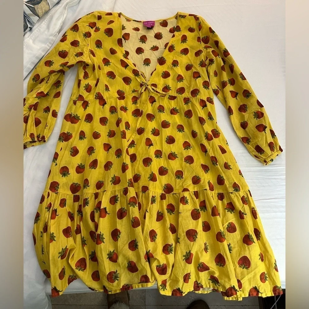 Edie Parker X J.Crew long-sleeve cover-up dress in strawberries (109)
